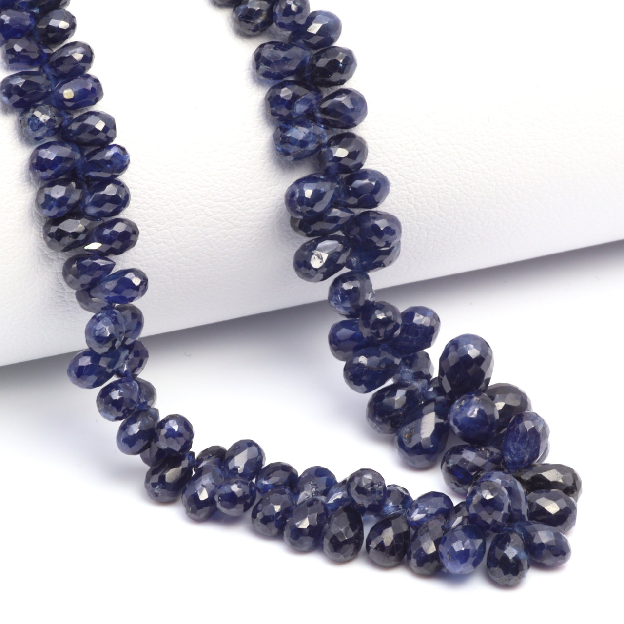 Navy Blue Sapphire 5x3mm - 6x4mm Faceted Teardrop Briolettes Bead Strand