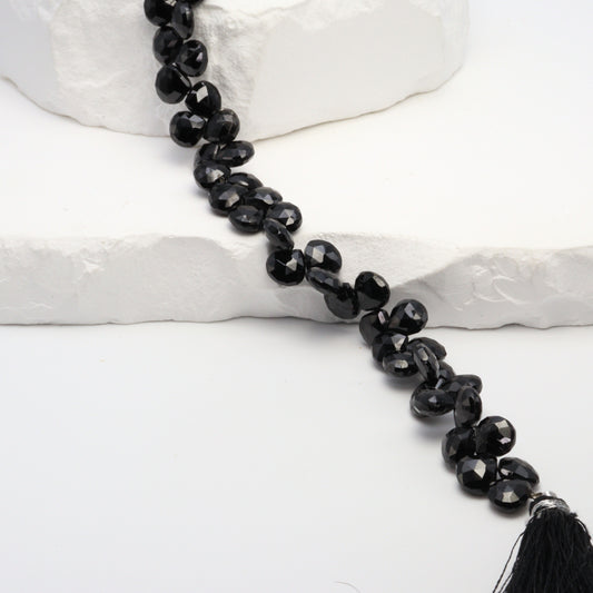 Black Spinel 7mm Faceted Heart Shaped Briolettes