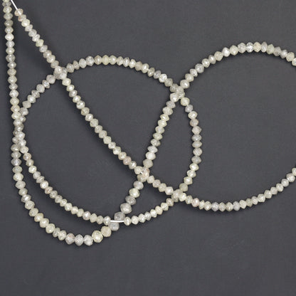 Gray Diamond 2.1mm - 2.7mm Hand Faceted Rondelles Bead Strand