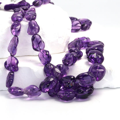 AA Purple Amethyst 10x8mm - 14x10mm Smooth Nuggets Bead Strand