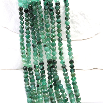 Ombre Sakoda Emerald 3.5mm Faceted Rounds Bead Strand