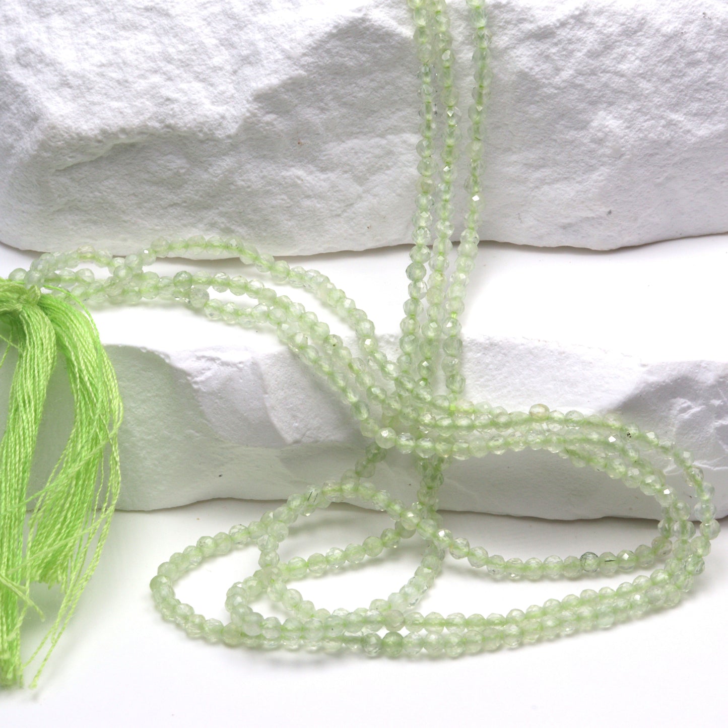 Green Prehnite 2mm Faceted Rounds