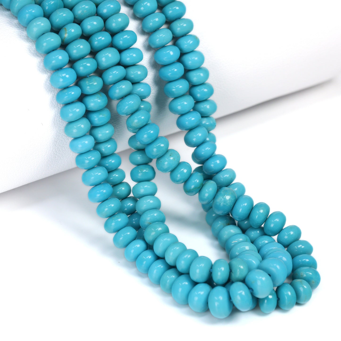 Natural Blue Turquoise 5mm Smooth Rondelles Bead Strand