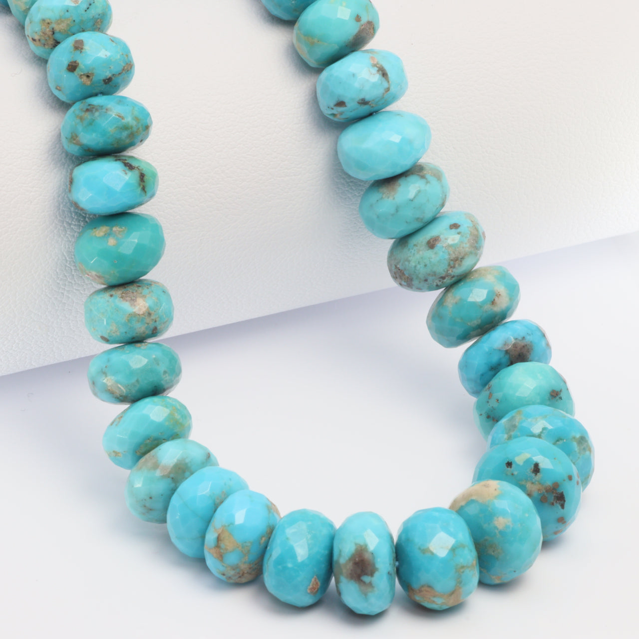 Natural Blue Turquoise 9mm Faceted Rondelles