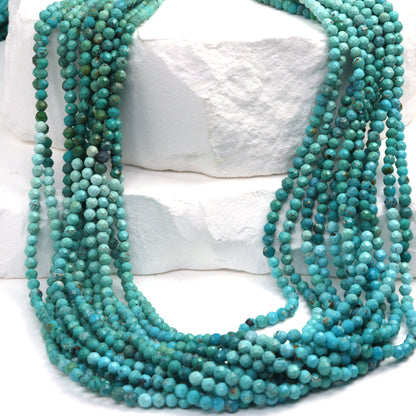 Ombre Natural Blue Turquoise 2.5mm Faceted Rondelles Bead Strand