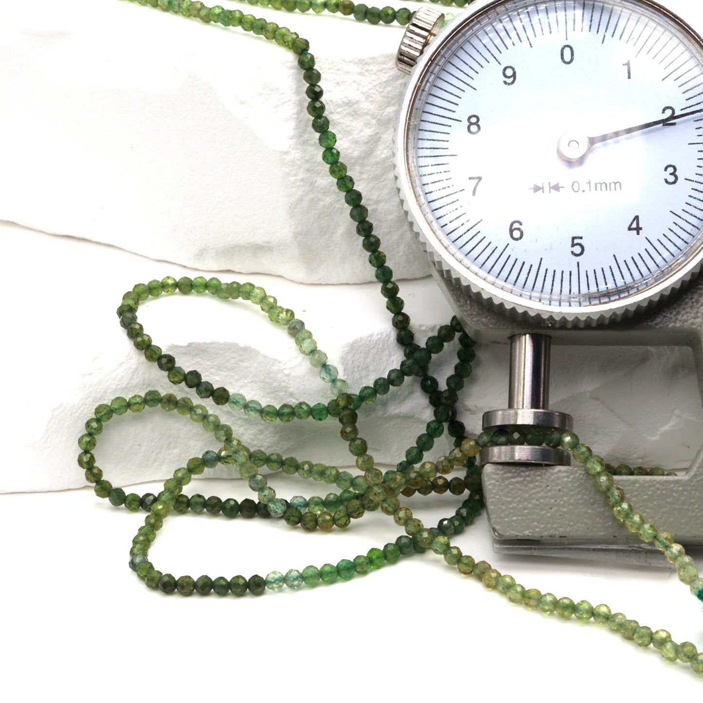 Ombre Green Tourmaline 2mm Faceted Rondelles Bead Strand