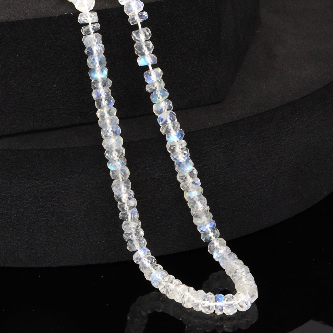 AA Blue Rainbow Moonstone 5mm Faceted Rondelles