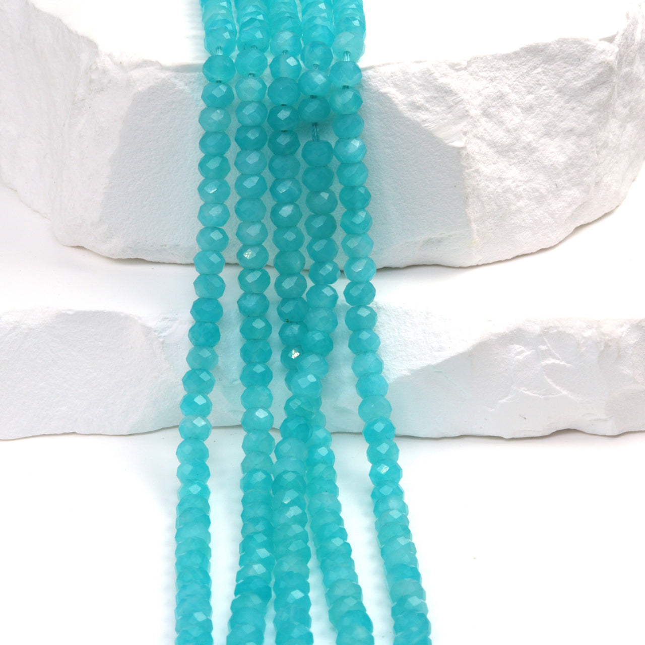 Blue Amazonite 4mm Faceted Rondelles Bead Strand