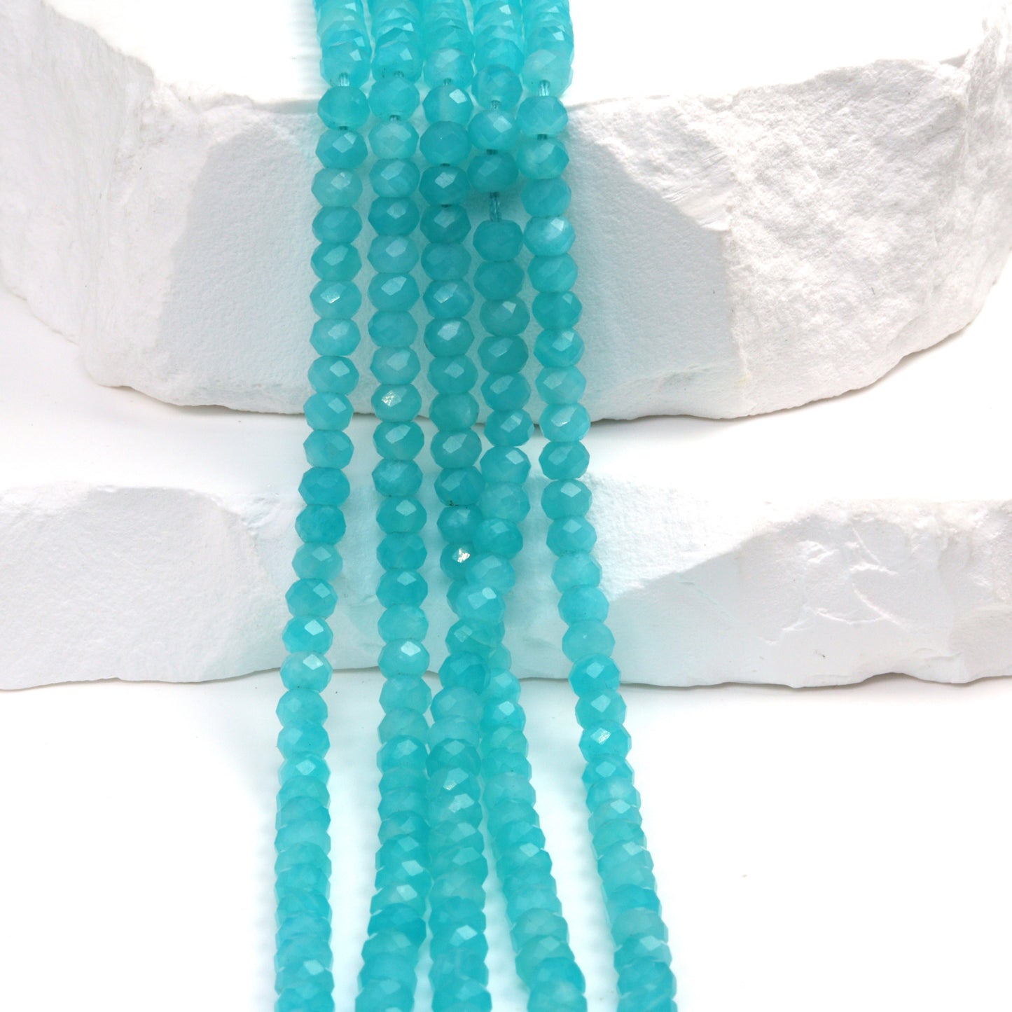 Blue Amazonite 4mm Faceted Rondelles Bead Strand
