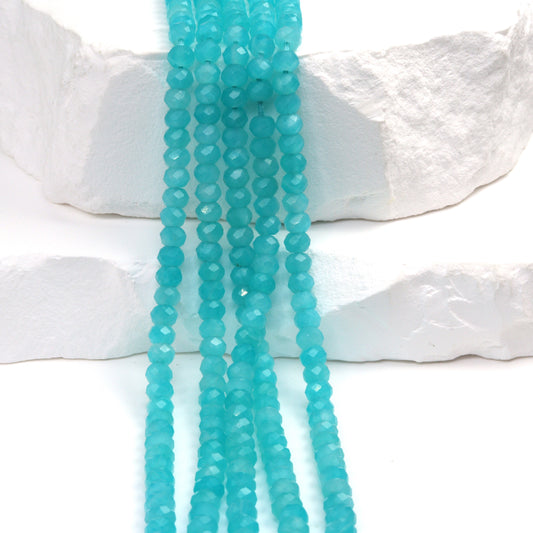 Blue Amazonite 4mm Faceted Rondelles Bead Strand