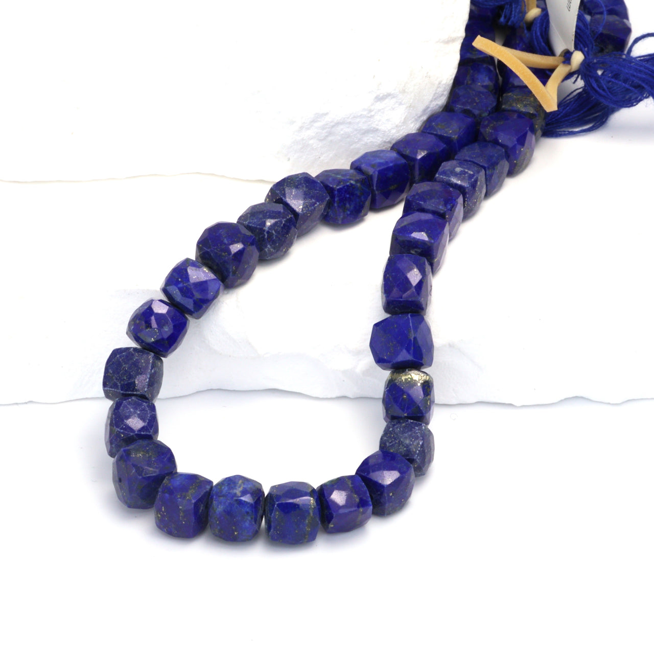 Royal Blue Lapis Lazuli 7mm Faceted Cubes Bead Strand