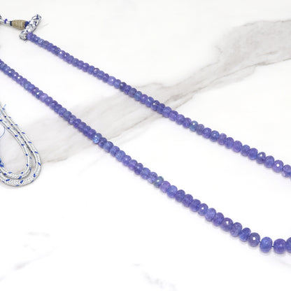 Blue Tanzanite 5mm - 8mm Faceted Rondelles 1 Strand Bead Necklace