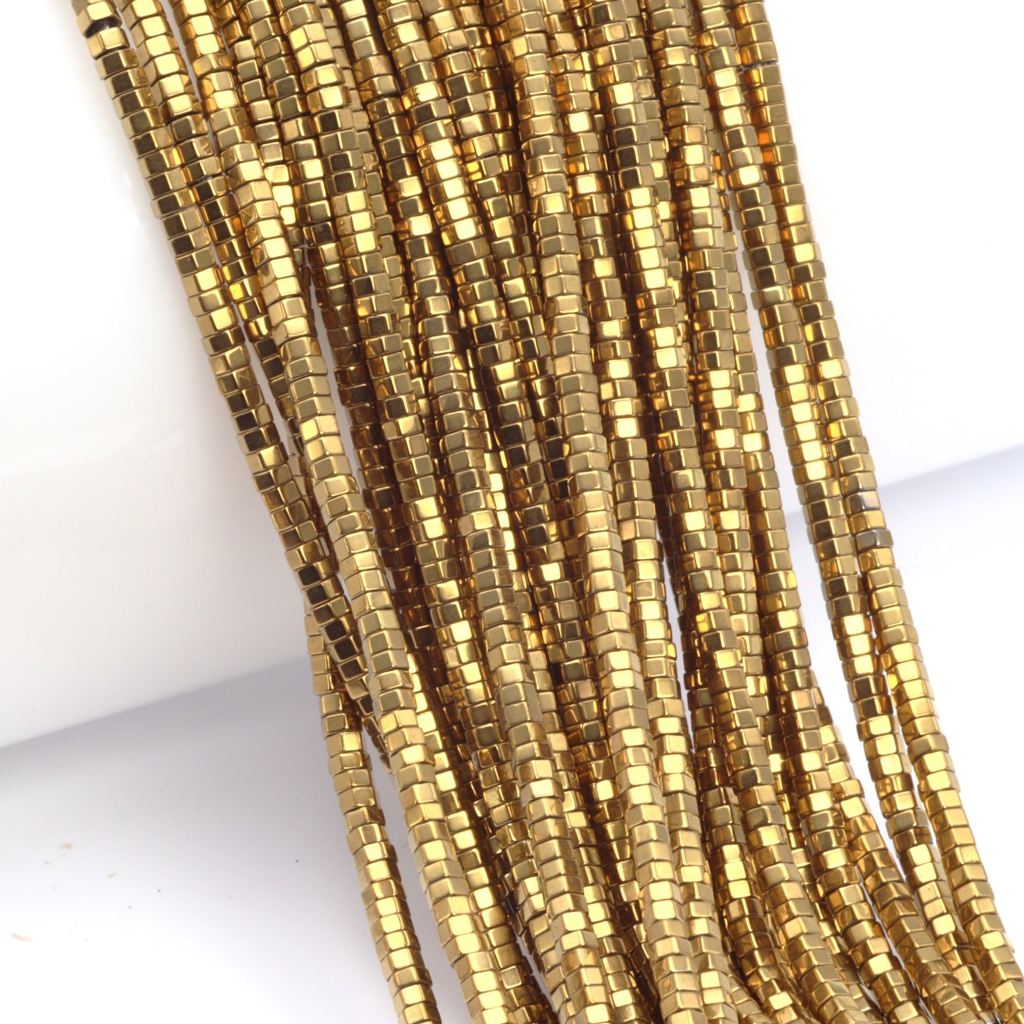 Golden Hematite 2mm Hexagons Bead Strand