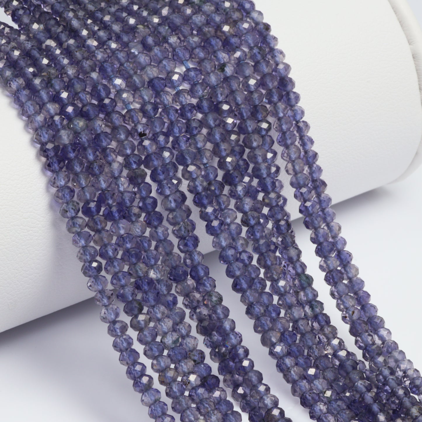 Blue Iolite 3mm Faceted Rondelles Bead Strand