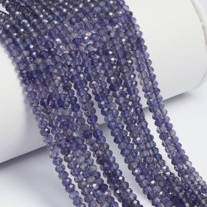 Blue Iolite 3mm Faceted Rondelles Bead Strand