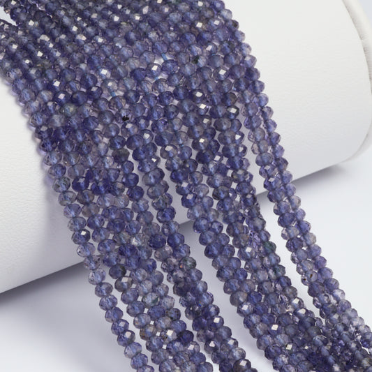 Blue Iolite 3mm Faceted Rondelles Bead Strand