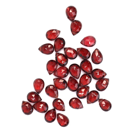 Red Garnet 7x5mm Faceted Pear Shaped Briolettes Loose Beads
