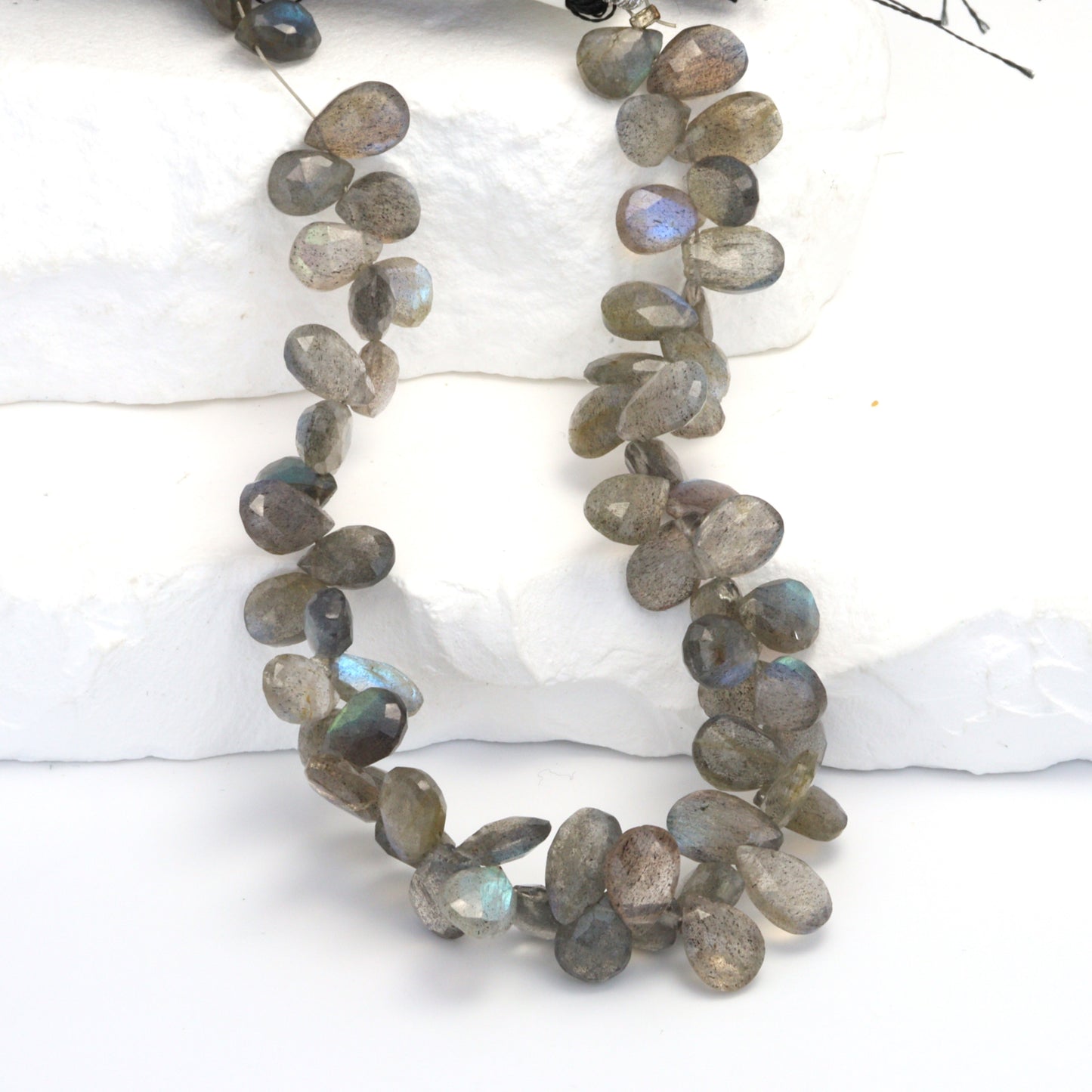 Blue Labradorite 7x5mm Faceted Pear Shaped Briolettes Bead Strand