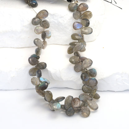 Blue Labradorite 7x5mm Faceted Pear Shaped Briolettes Bead Strand