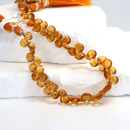 Orange Madeira Citrine 6mm Faceted Heart Shaped Briolettes