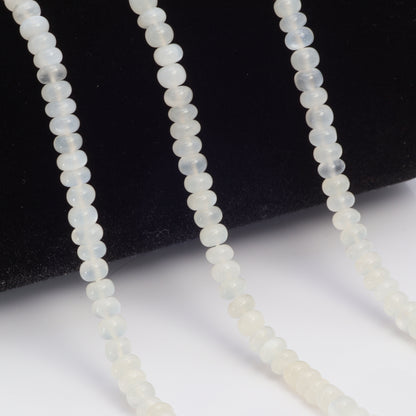 White Moonstone 4mm Smooth Rondelles Bead Strand