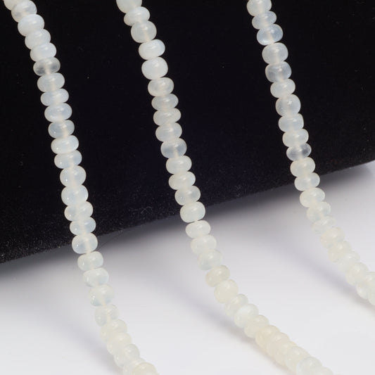 White Moonstone 4mm Smooth Rondelles Bead Strand