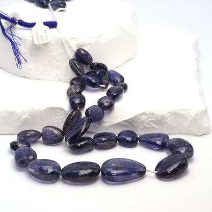 Blue Iolite 20x10mm - 25x15mm Smooth Ovals Bead Strand