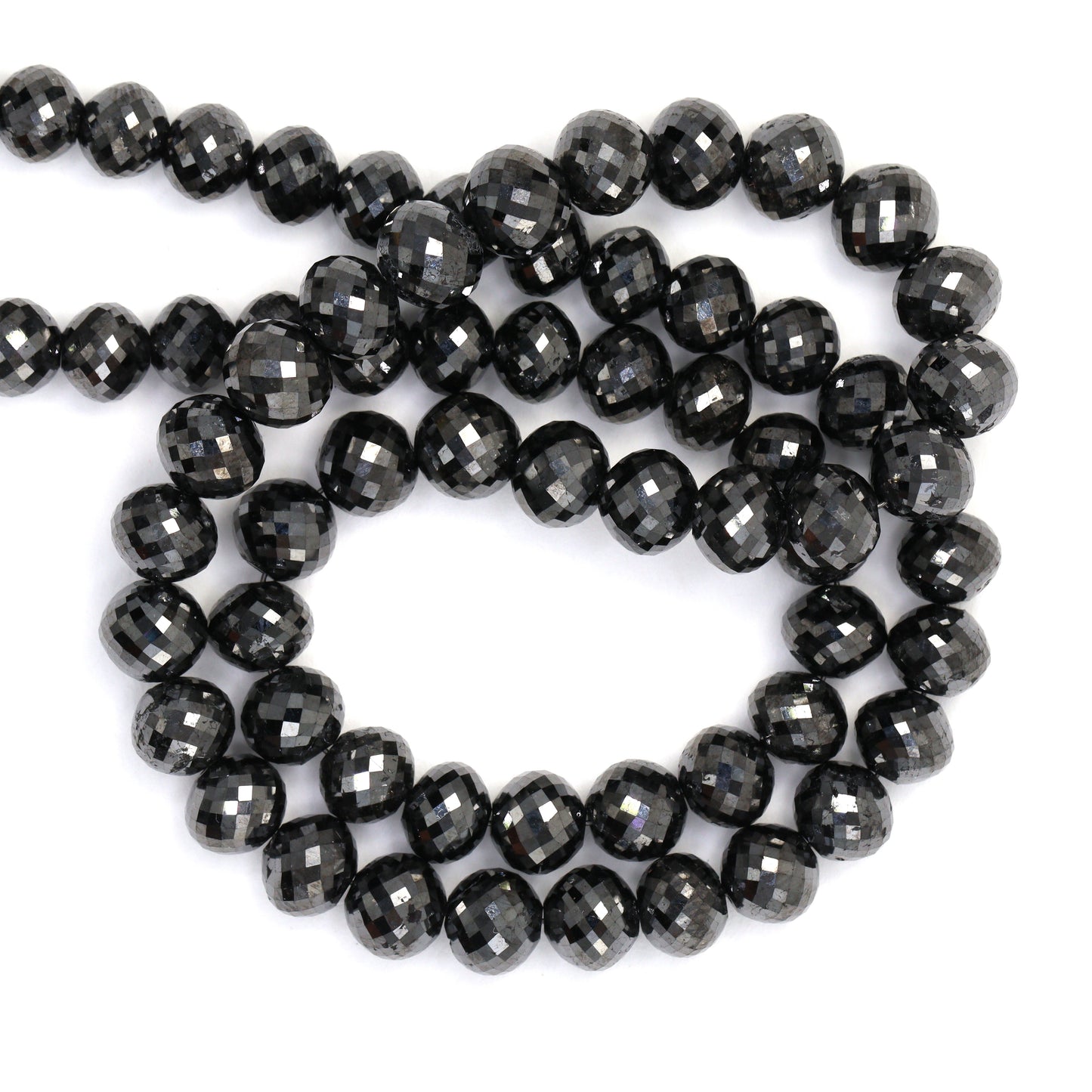 Black Diamond 7mm - 8mm Faceted Rondelles Bead Strand