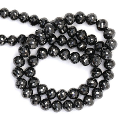Black Diamond 7mm - 8mm Faceted Rondelles Bead Strand