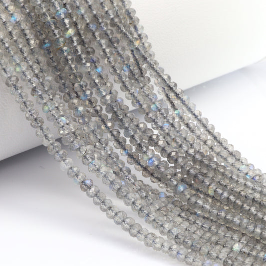 Blue Labradorite 3mm Faceted Rondelles Bead Strand
