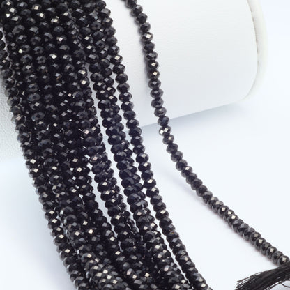 Black Spinel 3mm Faceted Rondelles Bead Strand