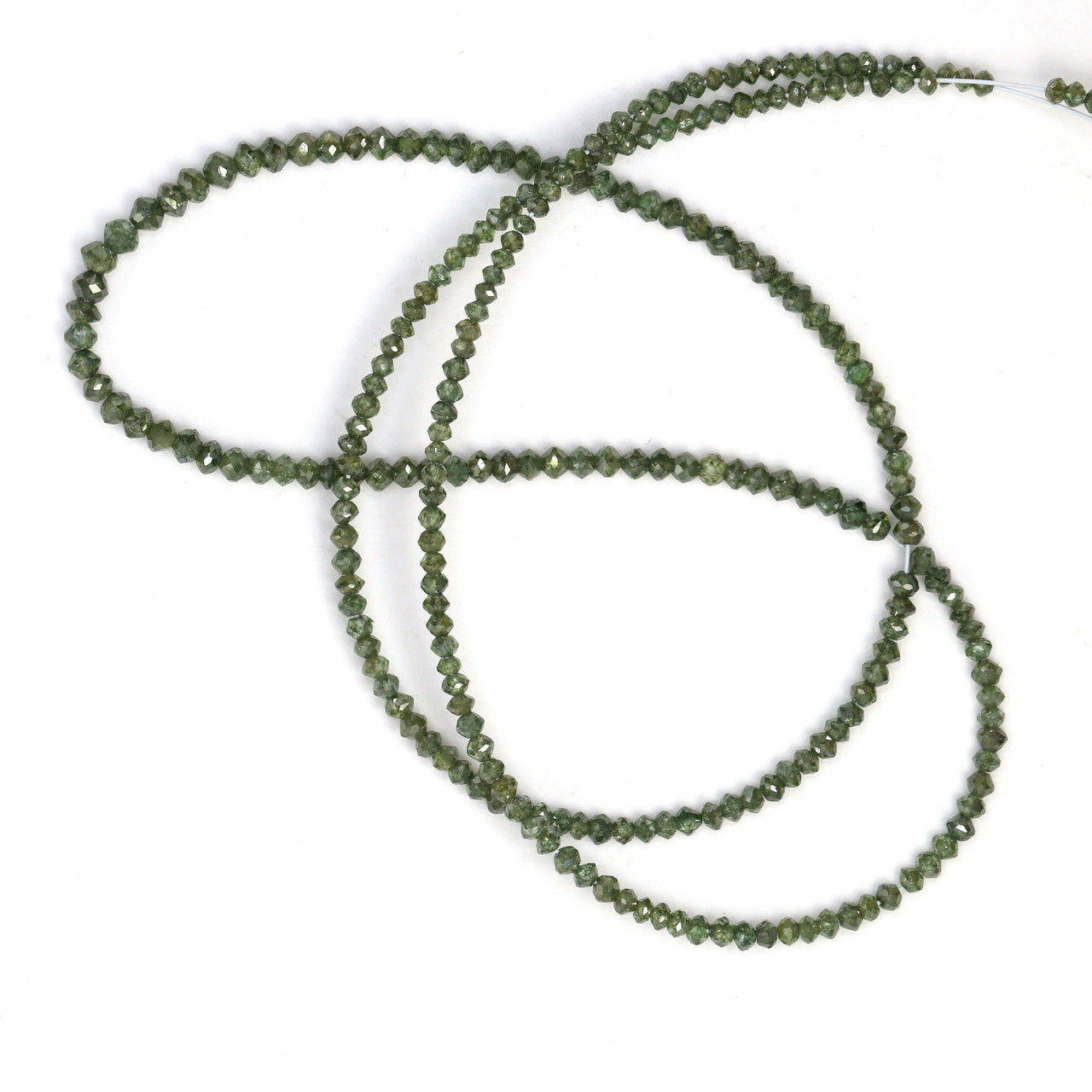 Green Diamond 1.8mm - 2.5mm Hand Faceted Rondelles Bead Strand