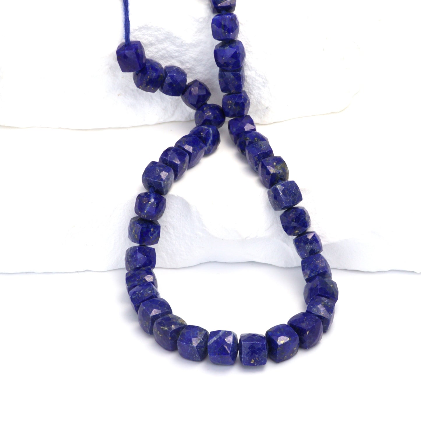 Royal Blue Lapis Lazuli 6mm Faceted Cubes
