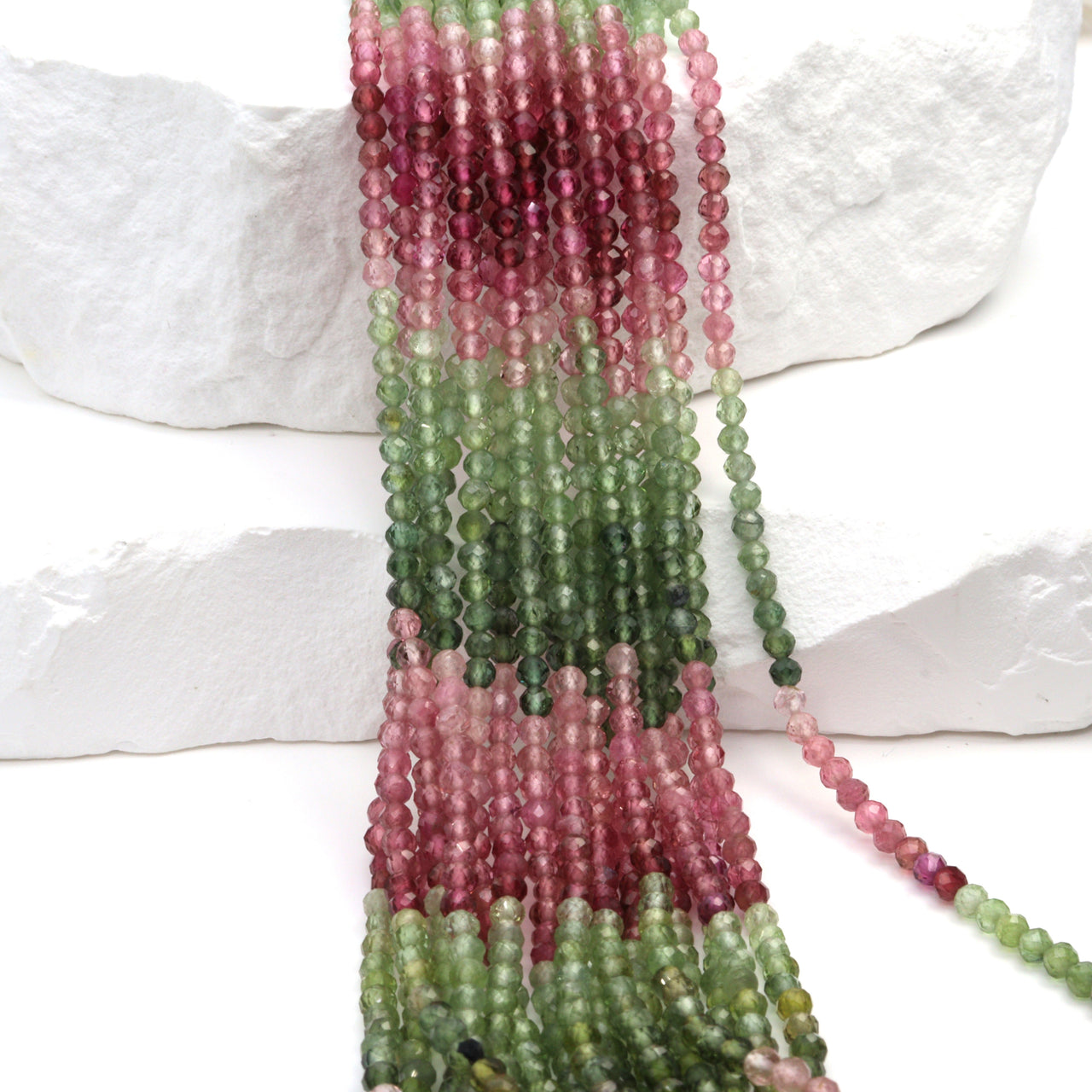 Afghani Watermelon Tourmaline 2mm Faceted Rounds
