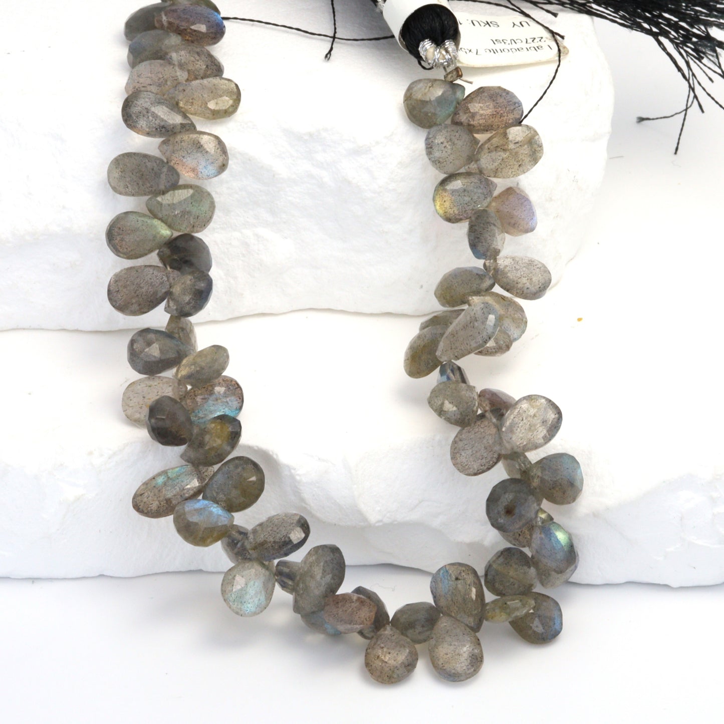 Blue Labradorite 7x5mm Faceted Pear Shaped Briolettes Bead Strand