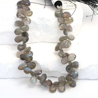 Blue Labradorite 7x5mm Faceted Pear Shaped Briolettes Bead Strand