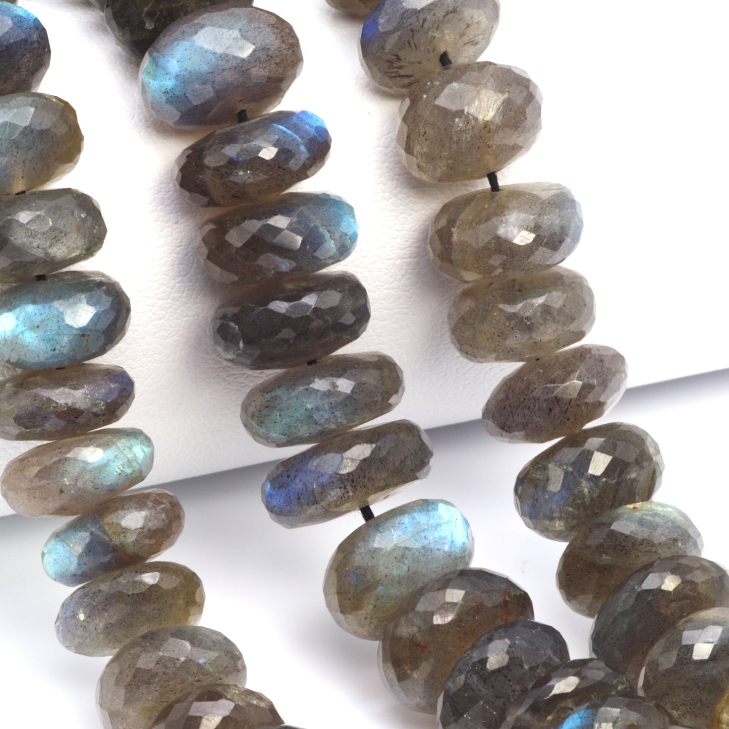 Blue Labradorite 12mm Faceted Rondelles Bead Strand