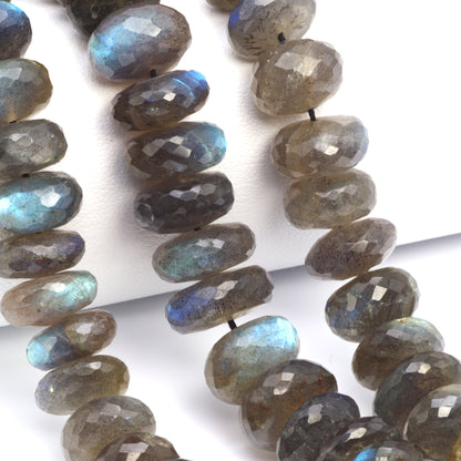 Blue Labradorite 12mm Faceted Rondelles Bead Strand