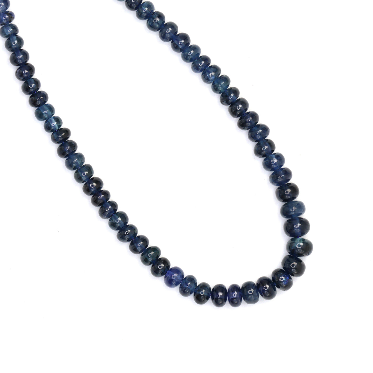 Dark Navy Blue Sapphire 3.5mm - 4.5mm Smooth Rondelles Bead Strand