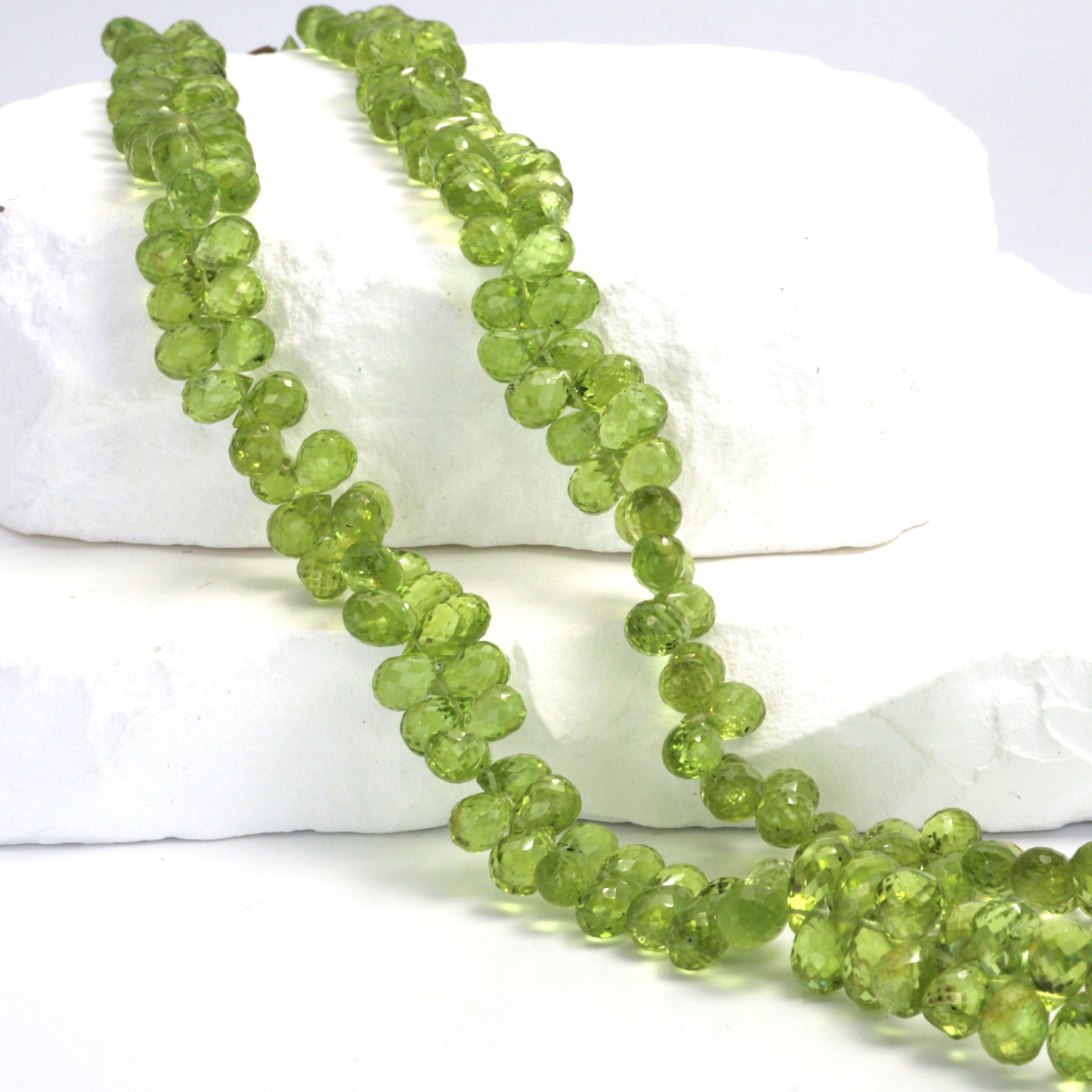 Green Peridot 7x4mm Faceted Teardrop Briolettes
