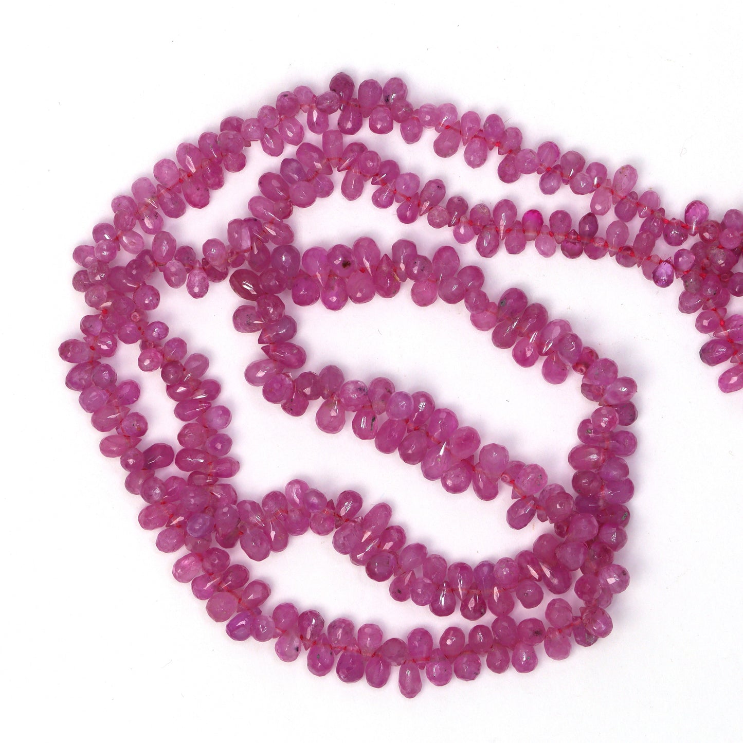 Pink Sapphire 4x2mm - 5x3mm Faceted Teardrop Briolettes Bead Strand