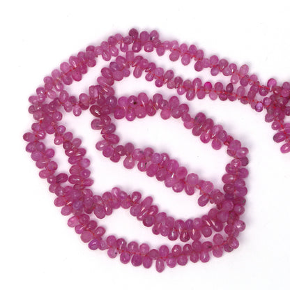 Pink Sapphire 4x2mm - 5x3mm Faceted Teardrop Briolettes Bead Strand