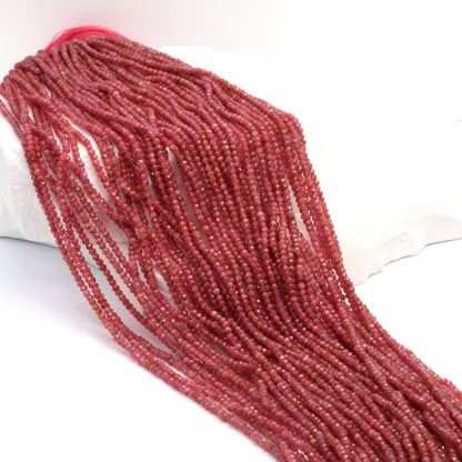 Pink Rhodochrosite 2mm Faceted Rounds Bead Strand