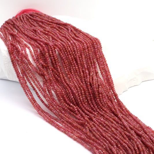 Pink Rhodochrosite 2mm Faceted Rounds Bead Strand
