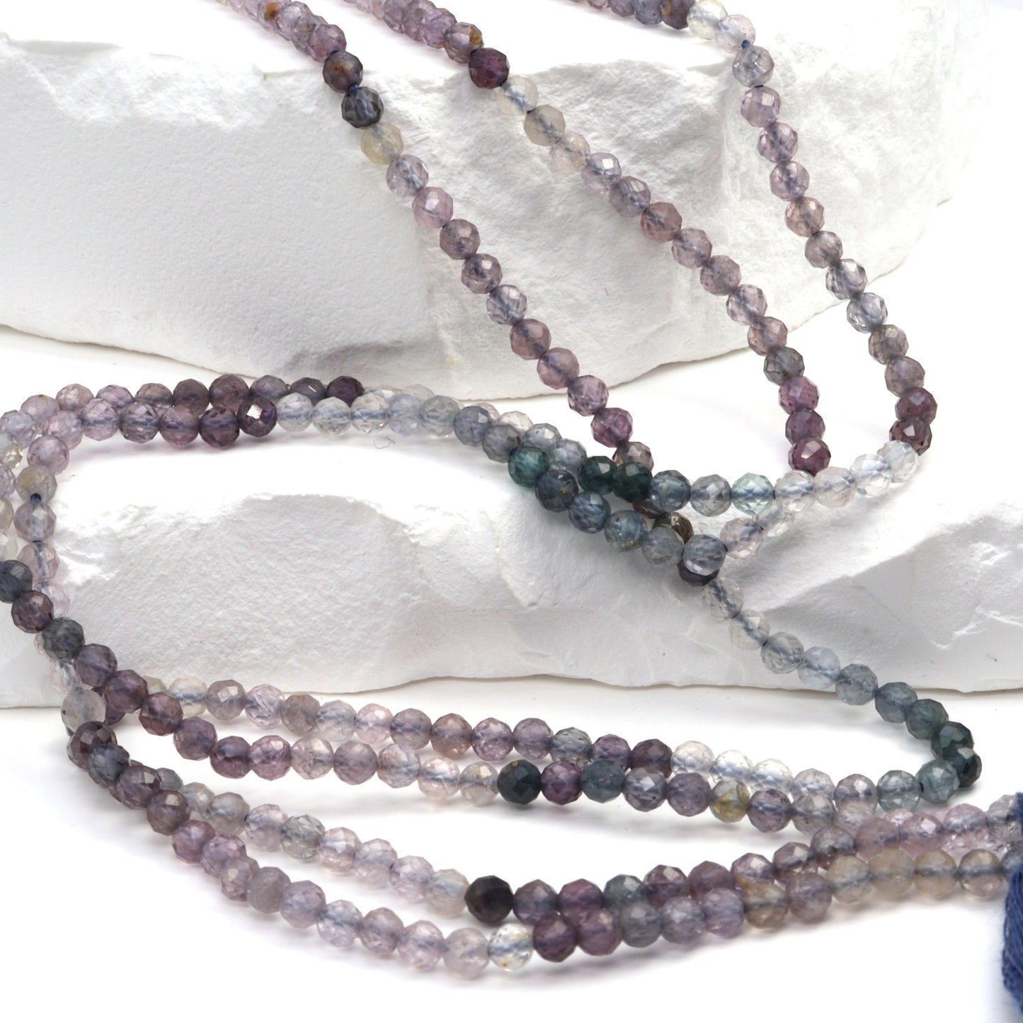 Ombre Blue Spinel 3.5mm Faceted Rounds Bead Strand