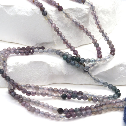 Ombre Blue Spinel 3.5mm Faceted Rounds Bead Strand