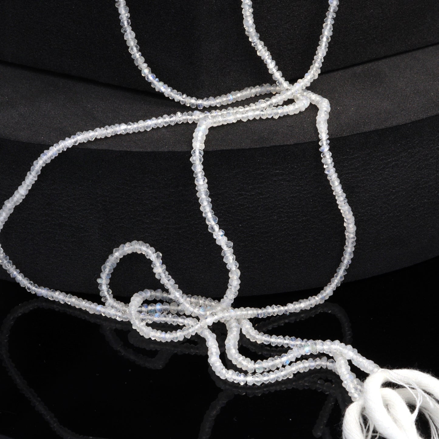 AA Blue Rainbow Moonstone 2.5mm Hand Faceted Rondelles Bead Strand