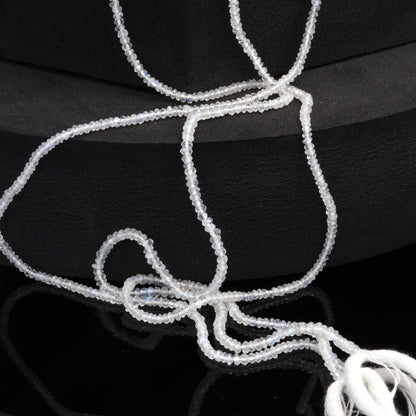 AA Blue Rainbow Moonstone 2.5mm Hand Faceted Rondelles Bead Strand