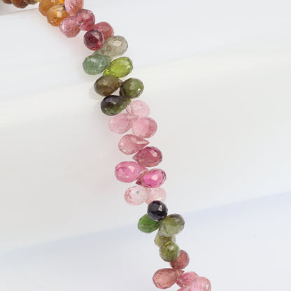 Watermelon Tourmaline 6x4mm Faceted Teardrop Briolettes