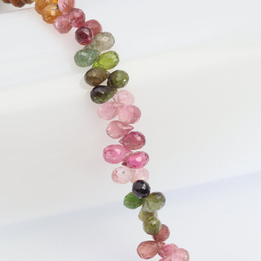 Watermelon Tourmaline 6x4mm Faceted Teardrop Briolettes